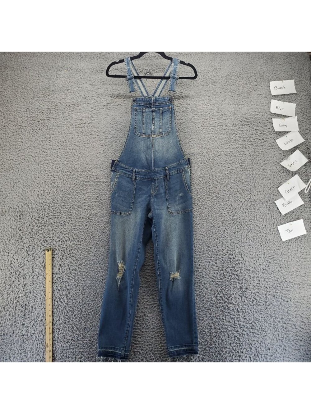 Indigo Blue Overalls Womens XS Blue Distressed Denim Adjustable Straps *Read*
